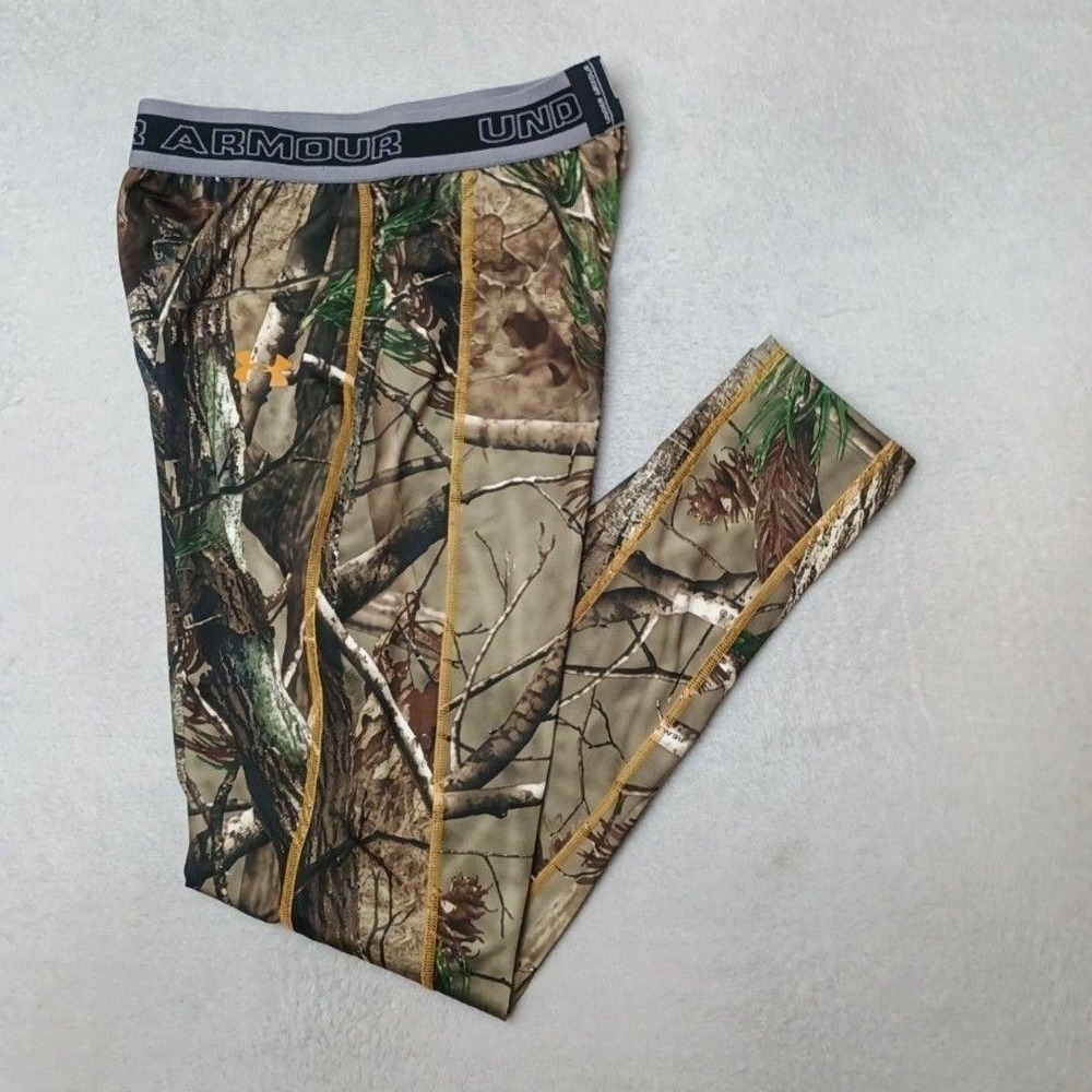 Under Armour Compression Leggings Mens M Brown Realtree Camo Hunting Athletic